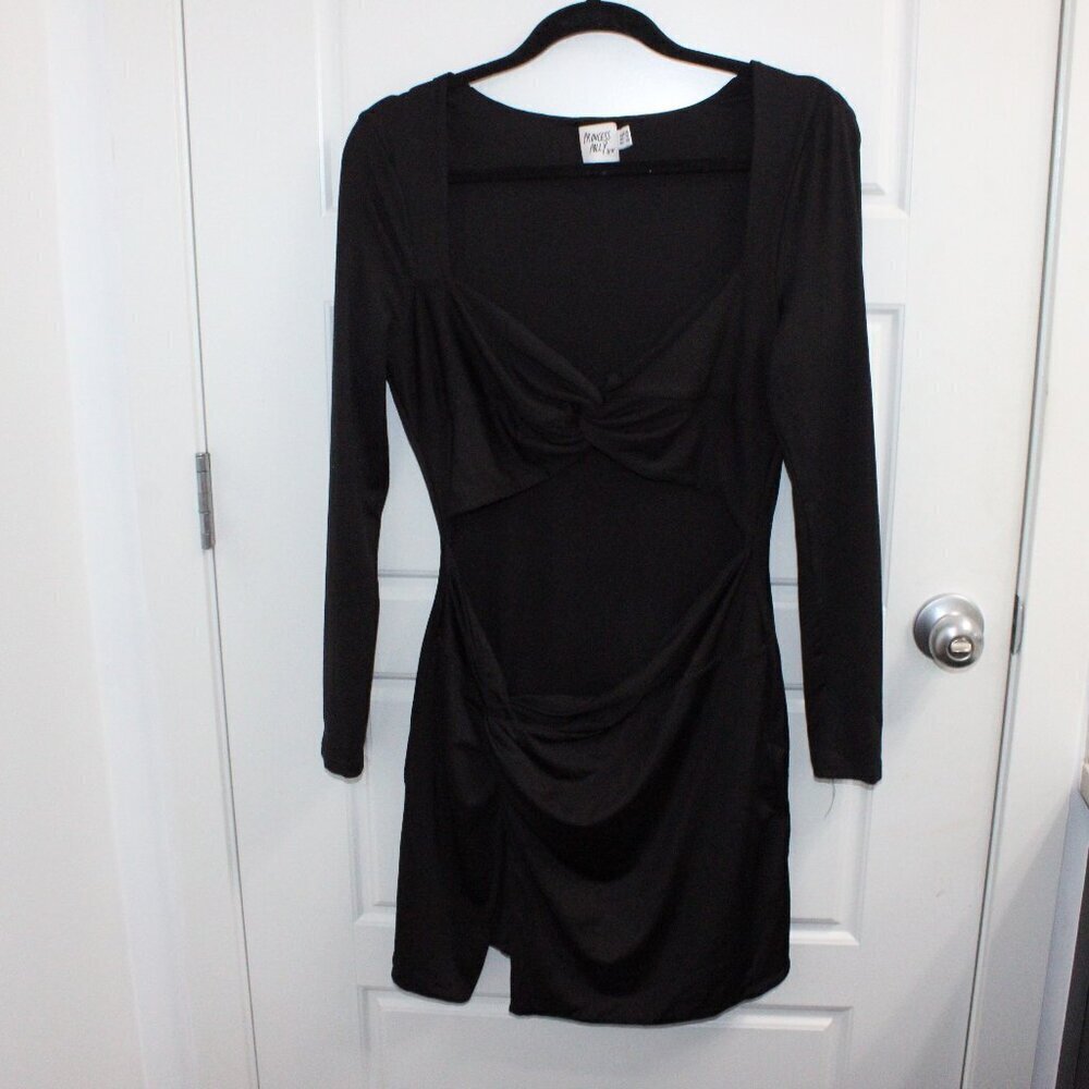 3/$30 Princess Polly 10 Black Mini Dress Long‎ Sleeve Sweetheart Neck Cutouts